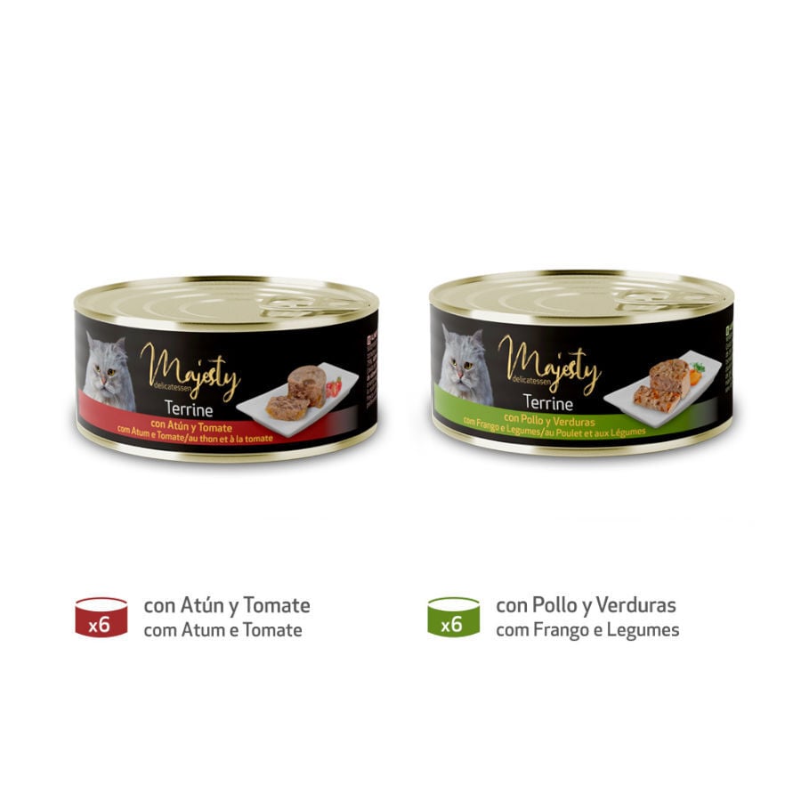 12 latas x 85 g Majesty Adult Mix Terrine lata para gatos, , large indicador imagen numero 2